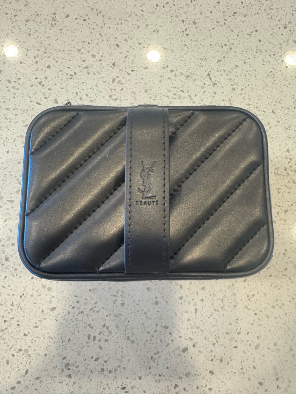 Yves Saint Laurent Black Quilted Leather Travel Case